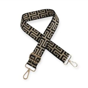 Geometric Black and Cream Adjustable Crossbody Strap